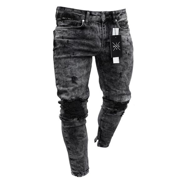 

ebaihui 2021 european and american slimfit ripped jeans fashion black pants with zipper feet skinny casual jeans l0058459304, Blue