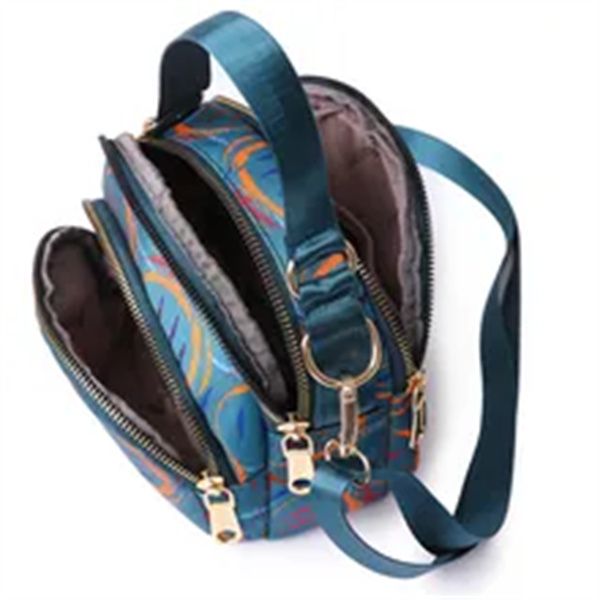 

women's versatile crossbody bags waterproof nylon cloth multilayer female light handbags ladies fashion printing shoulder bags a3, Black