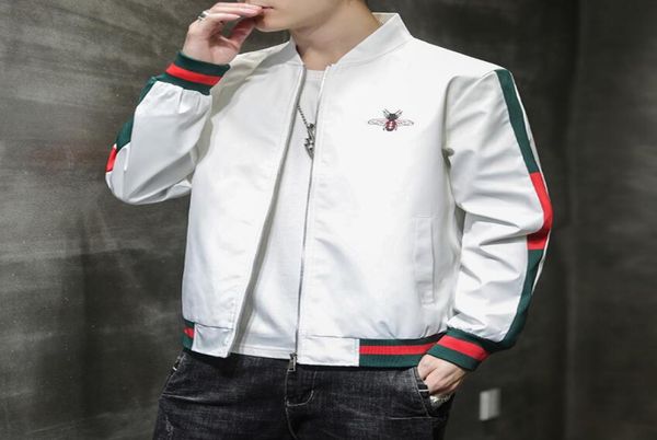

spring and autumn men039s embroidered zipper pocket jacket jacket youth thin standup collar baseball uniform jacket coats1576123, Black;brown