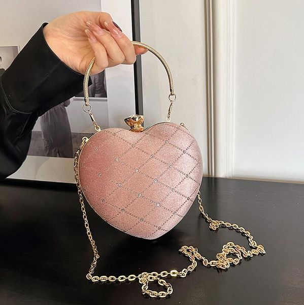 

factory wholesale women shoulder bags 4 colors elegant velvet retro diamond chain bag sweet love hard box handbags luxury diamond handbag 85