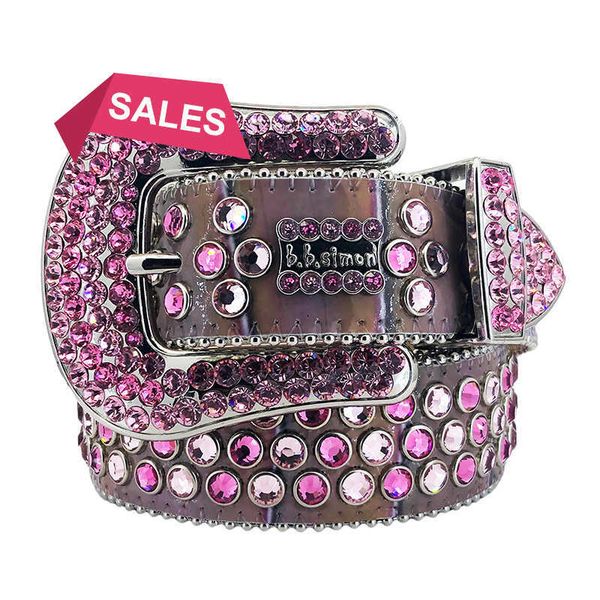 

22023 fashion green designer bb simon belts for men women shiny diamond belt black blue white multicolour with bling rhinestones as birthday, Blue;gray