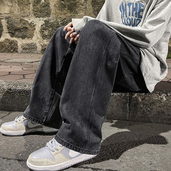 

men's jeans men's jeans korean version student casual pants high street straight loose wide leg jeans black grey blue baggy jeans