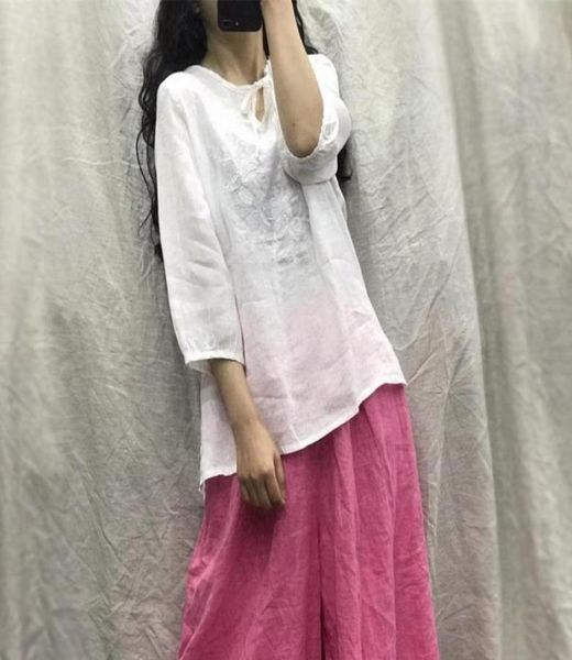 

women loose solid color embroidered blouse ladies vintage shirts female 2021 summer embroidery shirt women039s blouses 4208642587958, White