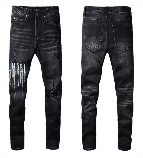 

23ss designer jeans mens denim embroidery pants fashion holes trouser us size 2840 hip hop distressed zipper trousers for male 203523283, Blue
