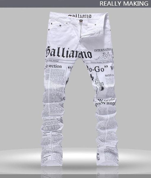 

whole men039s john males galliano punk rock nightclub ds dj newspaper printed pattern slim jeans motorcycle4241492, Blue