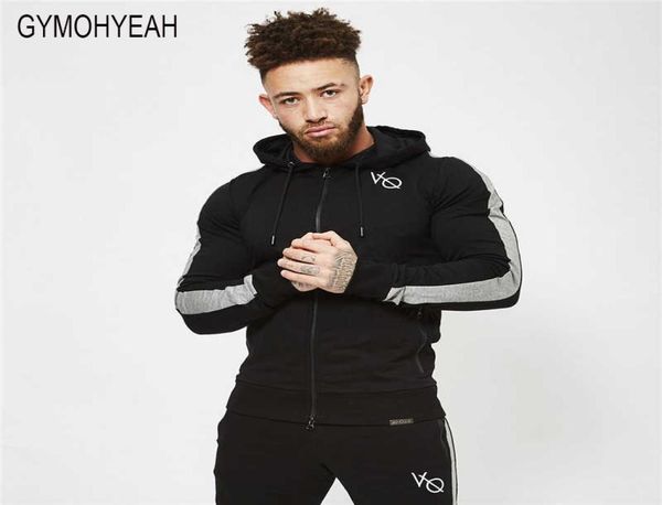 

whole gymohyeah 2018 new men039s fitness hoodies pullover zipper jacket sweatshirts bodybuilding sportswear fashion hoodie8100863, Black