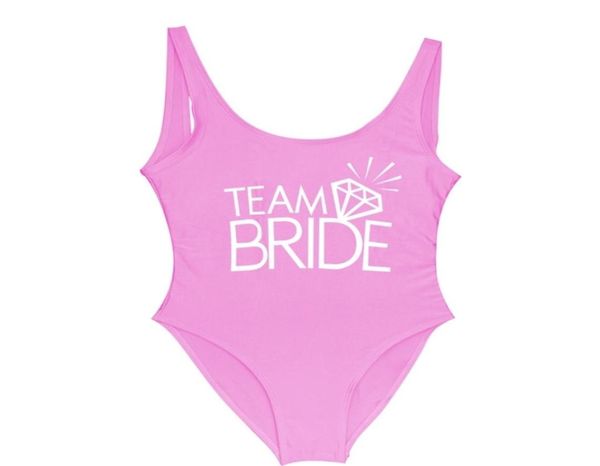 

team bride letter print diamond pattern swimsuit women swimwear monokini bodysuit jumpsuit bathing suit wedding 2106198783781, White;black