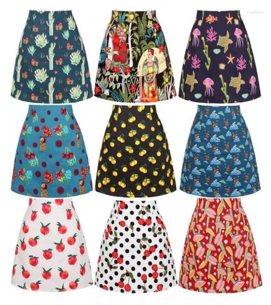 

skirts vintage mini skirt female faldas mujer moda 2022 black floral print summer cotton short a line ss0008skirts9964204