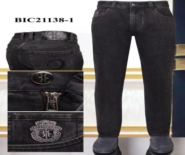 

billionaire jeans cowhide winter thick men 2020 new cotton fashion zipper embroidery comfortable big size 31401043863, Blue