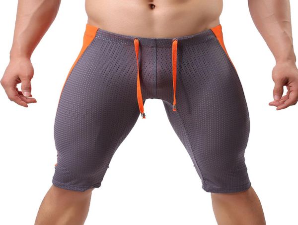 

men039s shorts mens mesh breathable elastic tight nylon men cueca skinny fitted workout short pants inside pouch8280943, White;black