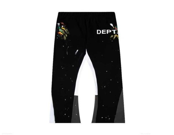 

men's pants ies dept designer sweatpants sports 7216b painted flare sweat pant hand-painted speckled patchwork drawstring men and y8ba6, Black
