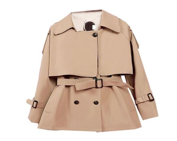 

spring autumn short trench coat women fashion double breasted khaki windbreaker casual outerwear 2105191279707, Tan;black