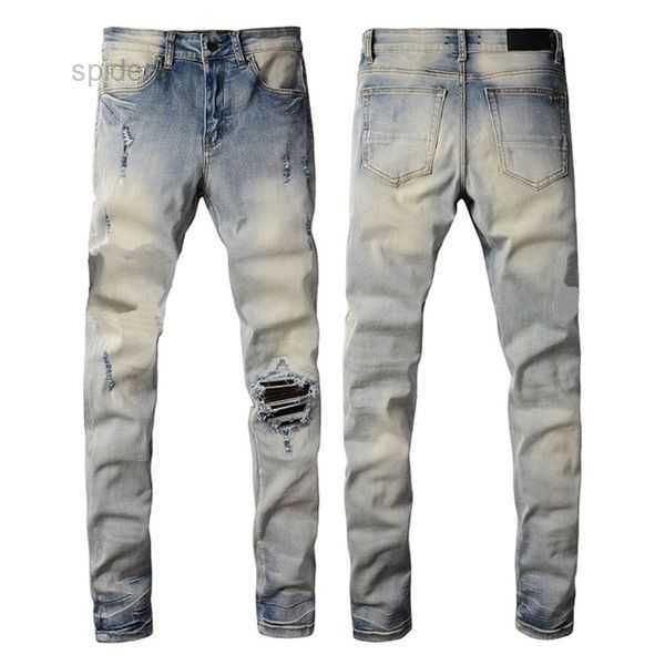 

flared jeans stacked purple designer man long pants trousers streetwear washed old hole 28-40 straight regular denim ptbz, Blue