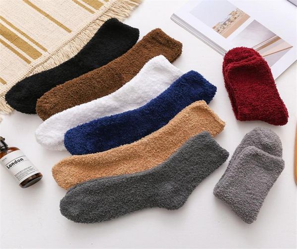 

men autumn winter thick casual women socks solid thickening warm terry socks fluffy short cotton fuzzy male5749218, Black