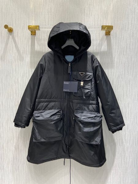 

new fashion women's 2023 winter casual big pocket hooded warm thick jacket female long sleeve loose coat, Black;brown