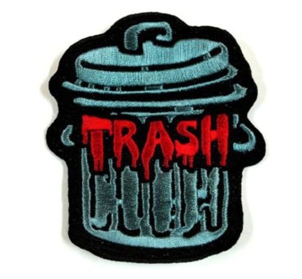

brand new trash rubbish can applique cartoon dress embroidery patch iron on sew on clothing 100 embroidery patch applique badge f8408111, Black