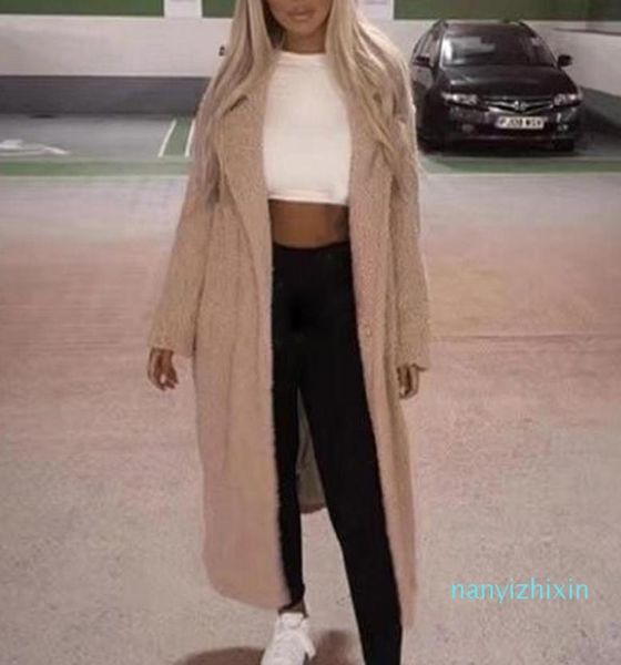 

autumn winter fur coat women casual loose solid long teddy coat warm female retro thick faux fur jacket plush outwear6489232, Black