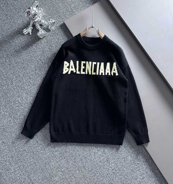 

new aop jacquard letter knitted sweater in autumn / winter 2022acquard knitting machine e custom jnlarged detail crew neck cotton g2rd, Black;brown
