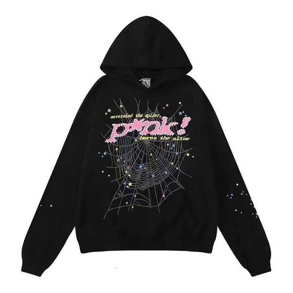 

men's and women's hoodie sweatshirt sweatpants fashion brand sp5der 55555 young thug angel pullover pink hoodie pants high-qualit, Black