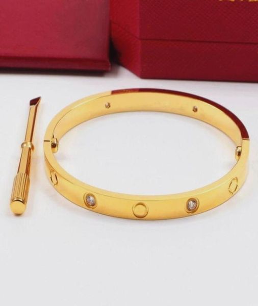

titanium steel bangle love bracelet silver rose gold screwdriver bracelets for women and men couple jewelry with velvet bag6754758, Black