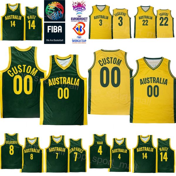 

2023 fiba world cup australia basketball jersey 5 patty mills national team 22 luke jacob 7 isaac humphries travers 3 dejan vasiljevic 14 ja, Black;red