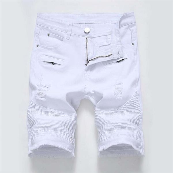 

mens jeans shorts biker short pants skinny slim ripped hole men's denim men designer summer hight quality268y, Blue