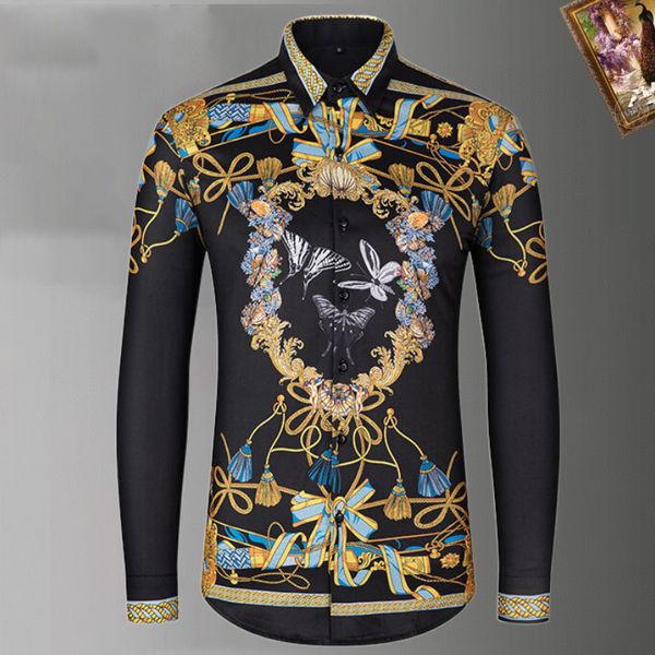 

2023 luxury designer dress shirt men's fashion association open lining men solid business casual letter long sleeve -xxxl#042, White;black