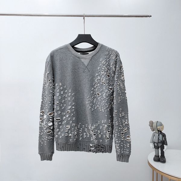 

men's plus size hoodies & sweatshirts in autumn / winter 2024 acquard knitting machine e custom jnlarged detail crew neck cotton 23tf, Black;brown