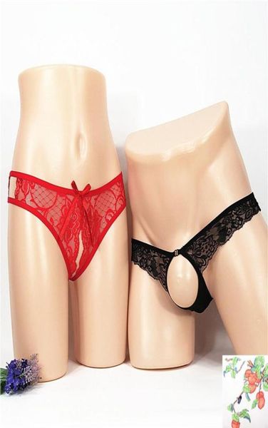 

women039s panties rs687 2pcsset seethrough plus size hollow men039s t pants couple ladies crotchless thong5787627, Black;pink