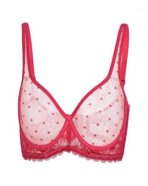 

vgplay see through women bra mesh hollow lace lingerie plus size for big breast unlined ultra thin stretch brassiere19383172, Red;black