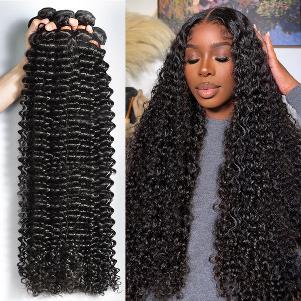 

30 40 Inch Loose Deep Wave Human Hair 2 3 4 5 Bundles Curly Weavy Bundle Hair Extension Brazilian Remy Hair for Women, Natural color