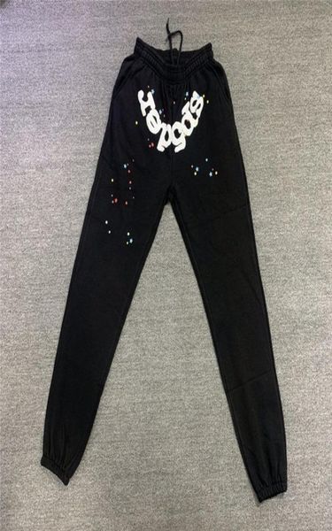 

men039s pants foaming printing sp5der angel number sweatpants spider web joggers drawstring trousers5456910, Black