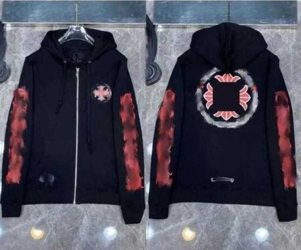 

7217 2023 classic chromes men's hoodies designer winter heart hoodie ch jacket coat hooded hoody men woman hip hop chromees hearts yt7o, Black