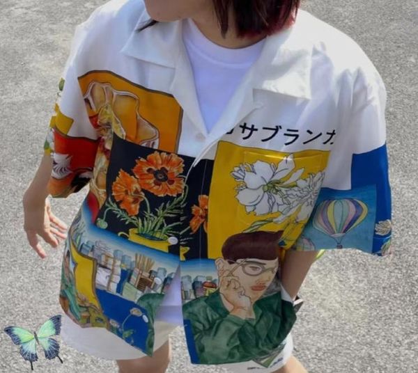 

painting short sleeve shirt men039s casual shirts0123452327377, White;black