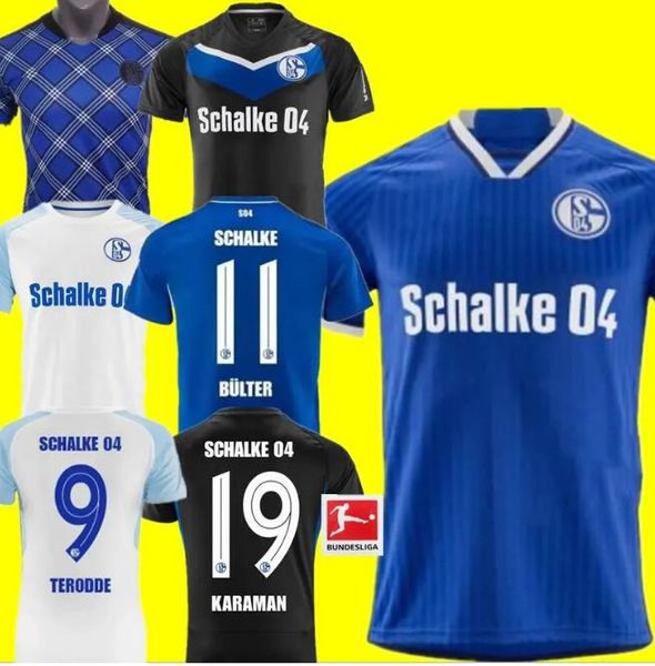 

23 24 schalke 04 third soccer jerseys 2023 2024 ouwejan palsson lode latza terodde zalazar bulter lee flick pieringer drexler thiaw matricia, Black;yellow