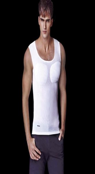 

men039s body shapers pecs muscle vest men padded shaper male bodybuilding t shirt tummy underwear beer belly tank 3605469, Black;brown