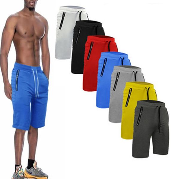 

running sport shorts side pocket for men casual summer elastic waist solid short printed clothing7199955, White;black