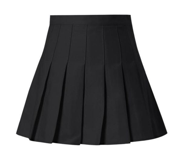 

women skirts high waist pleated mini skirt pink pleated satin skirt women039s fashion slim waist casual tennis skirts school 215568272, Black