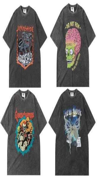 

22ss usa high street dogs zombies washed tee skateboard collaborate t shirt mens women short sleeve street casual tshirt5759956, White;black