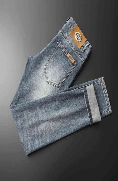 

jeans blue men039s fashion spring and summer thin slim fit little foot youth elastic washed casual pants8655034