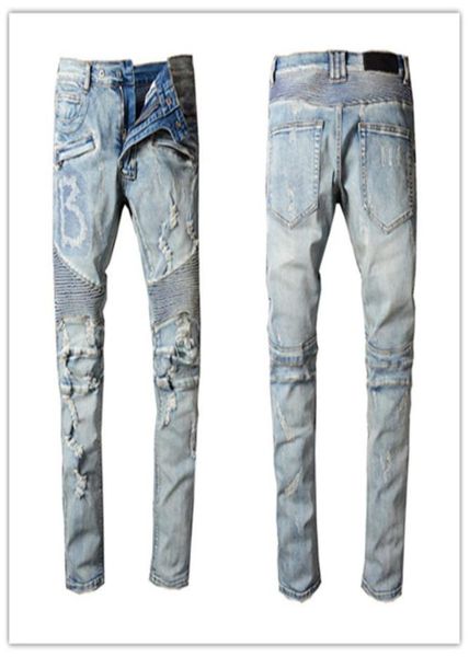 

ripped mens jeans big b better men biker retor fit motorcycle biker plants button jean s whole slimleg denim pant6426805, Blue