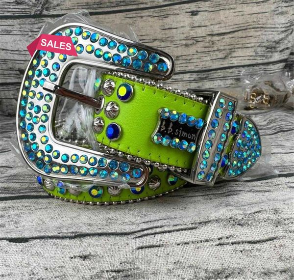 

1est designer belts women mens bb simon rhinestone belt with bling rhinestones width 4.0cm waistband241mg, Blue;gray