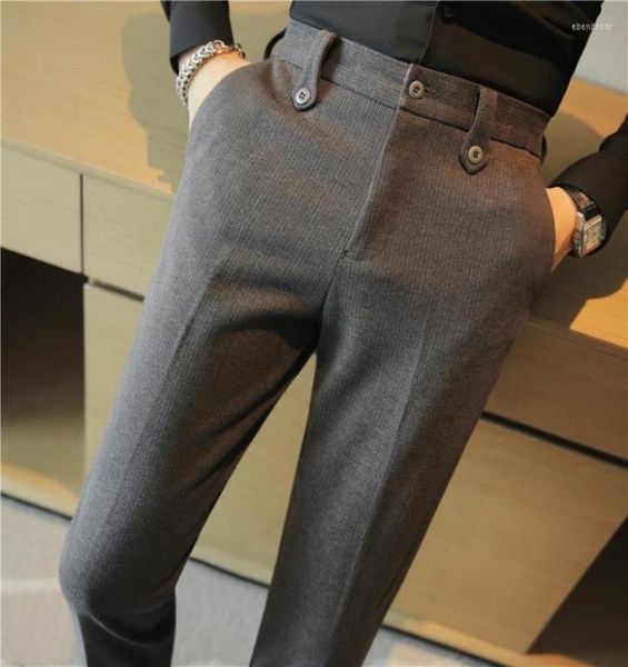 

men's suits autumn winter woolen business dress pants men fashion casual slim trousers ice social suit pant streetwear costume homme 20, White;black