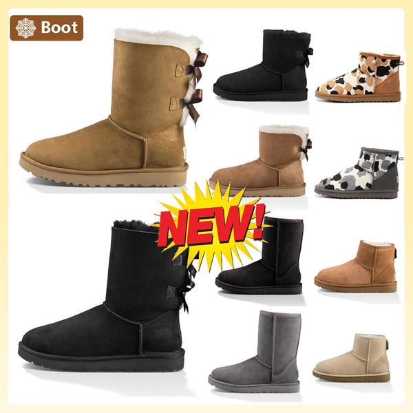 

2023 designer boots womens australia snow mini booties girl classic wgg snow boot plush half ankle full fur fluffy mules warm booties bottes, Black