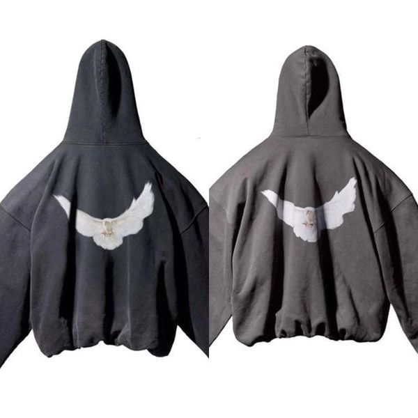 

designer kanyes classic wests luxury hoodie three party joint name peace dove printed mens and womens yzys vintage pullover sweater hooded n, Black