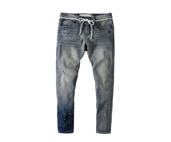 

mens jeans dark blue washed vintage pants european and american high street fashion2390893