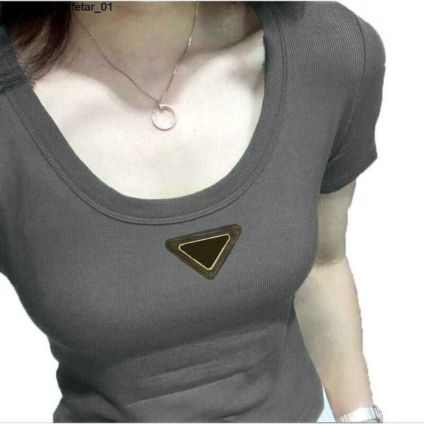 

polos designer womens short sleeved t shirt summer street beach casual comfortable breathable women knitted t shirt round neck triangle 8 co, White
