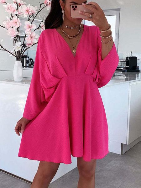 

swimwear 2022 elegant vneck doll sleeve multicolor dress fashion solid color slim waist short dress summer casual beach cover up, White;black