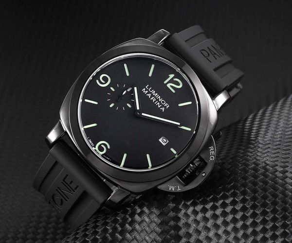 

paner 2023 luxury chronograph clock designer watches quartz watch men's stainless steel case watch black leather band pam 015, Slivery;golden