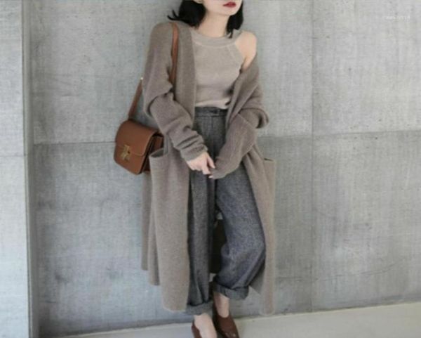 

winter 2018 cardigan women cashmere wool casual long sweaters pockets female coats super long sleeve oversized sweaters12756062, White;black